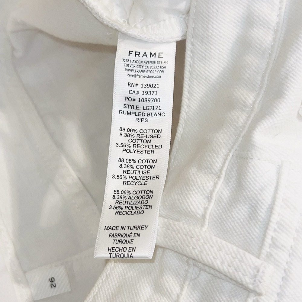 FRAME Le Garcon Jeans Womens Size 26 White Denim Distressed Mid Rise NEW - Picture 11 of 11